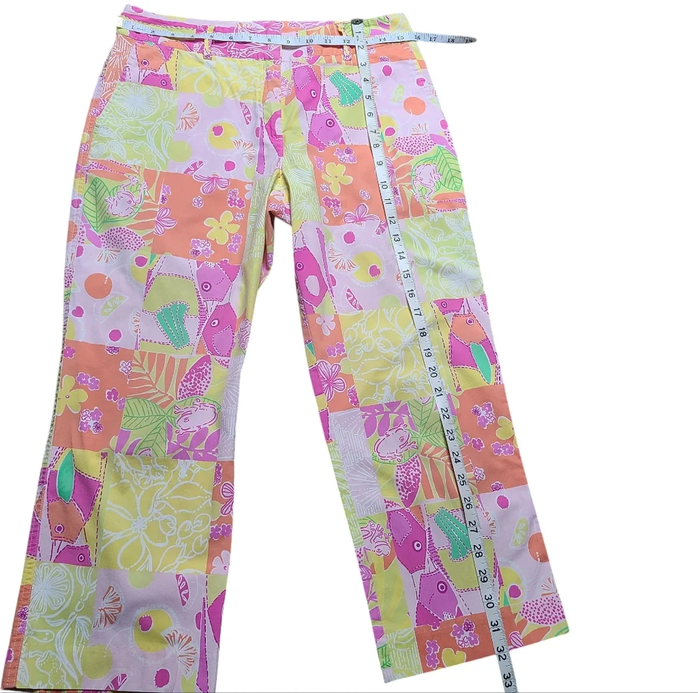 Lilly Pulitzer Multi Color Patchwork Pants Size 8-Vintage - Picture 3 of 16